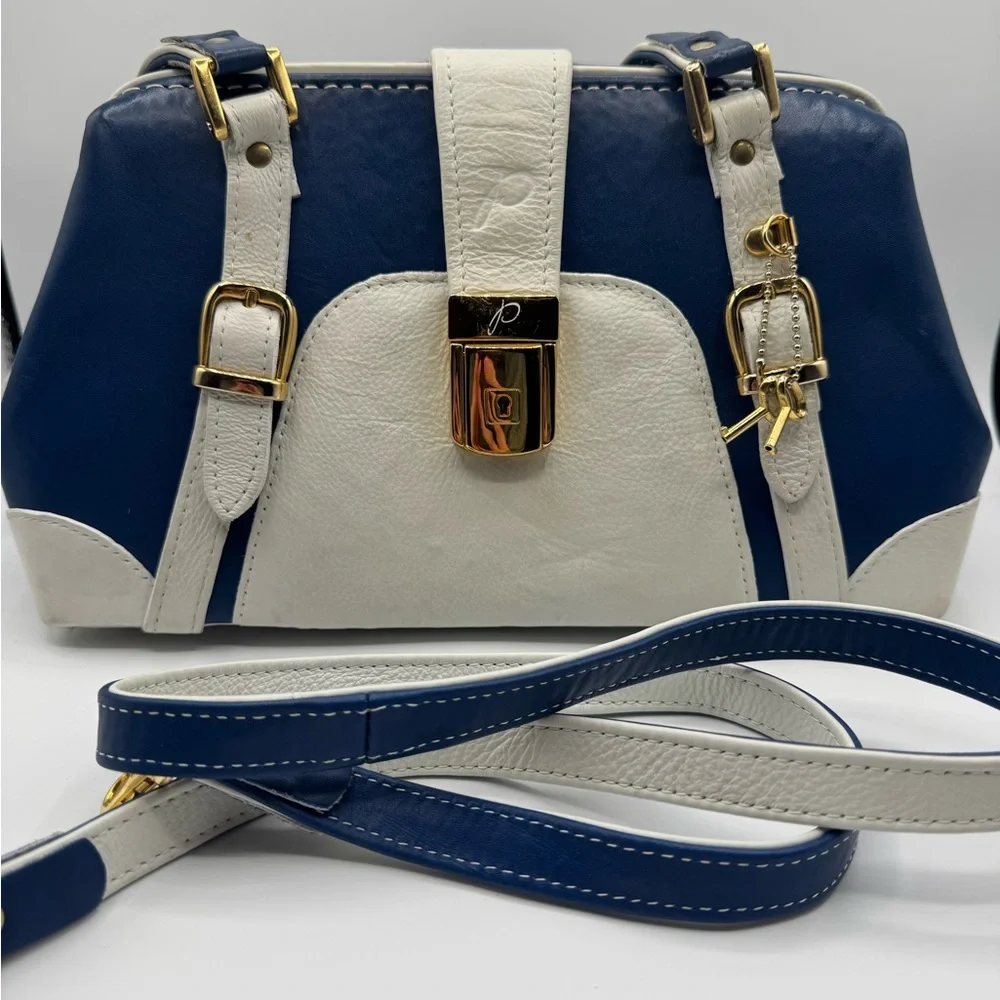 Paolo Navy and Cream Bag with Strap - Picture 10 of 10